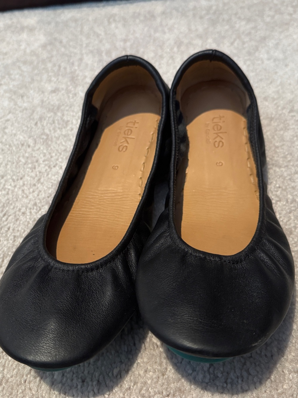 Tieks Black Leather Foldable Ballet Flats